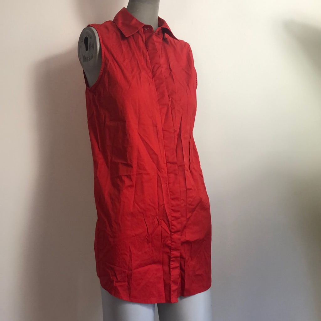 Red Button Down Exposed Back